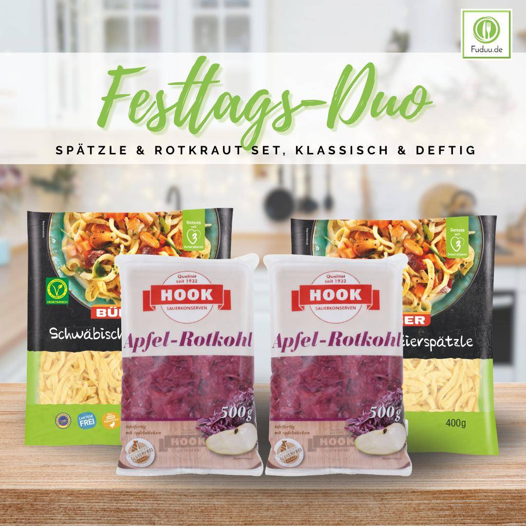 Bürger x Hook - "Festtags-Duo" - Spätzle & Rotkraut Set, klassisch & deftig