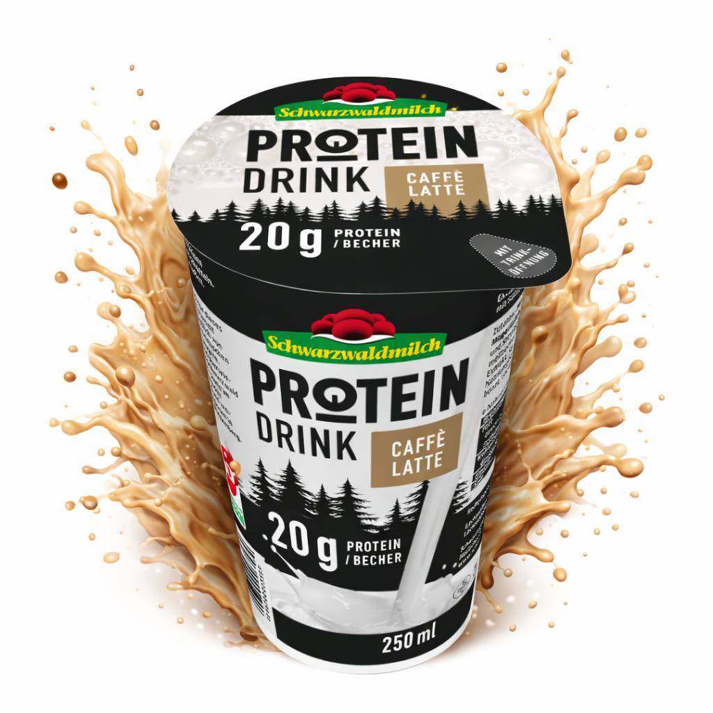 Schwarzwaldmilch - Protein Caffé Latte Drink 0,1% Fett, 10 x 250 ml Becher Schwarzwaldmilch - Protein Caffé Latte Drink 0,1% Fett, 10 x 250 ml Becher