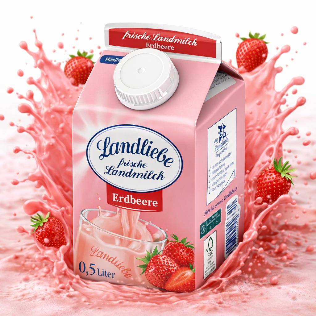 Landliebe - Frische Landmilch Erdbeere 1,5%, 10 x 500 ml