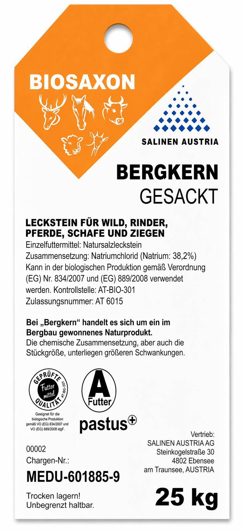 BIOSAXON - Bergkern Naturlecksteine, 25 kg Sack