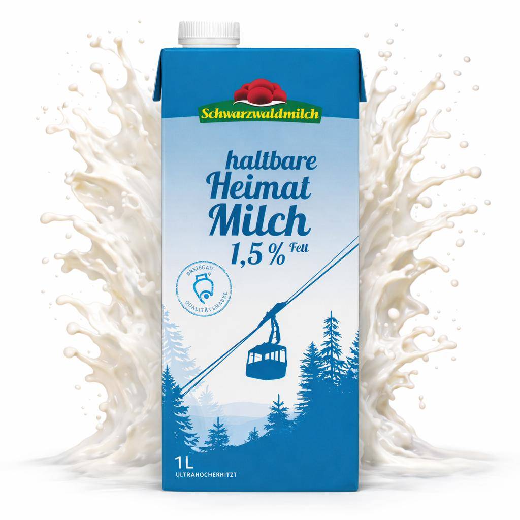 Schwarzwaldmilch - Heimat H-Milch 1,5%, fettarm, 12 x 1 Liter Schwarzwaldmilch - Heimat H-Milch 1,5%, fettarm, 12 x 1 Liter