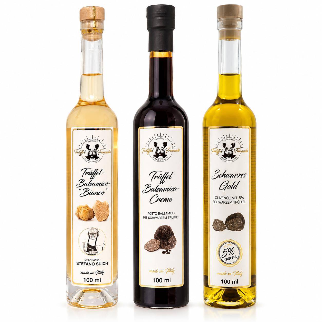 Trüffelfreunde - Trüffel Balsamico & Öl Feinkost-Set, 3 x 100 ml