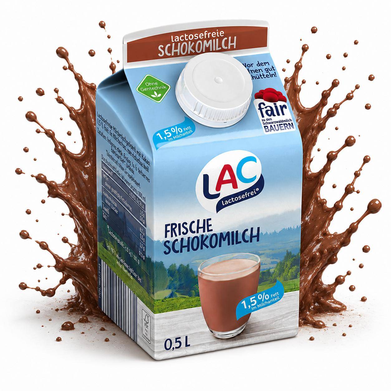 LAC - lactosefreie Schokomilch, 1,5%, 10 x 0,5 Liter