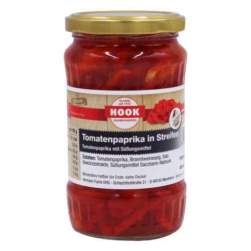 Hook - Tomatenpaprika in Streifen, 6 x 165 g Glas