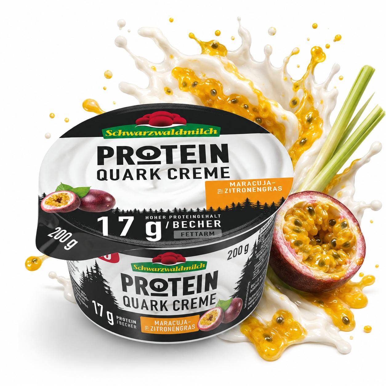 Schwarzwaldmilch - Protein Quark Creme "Maracuja-Typ" 0,2%, 8 x 250 g Becher