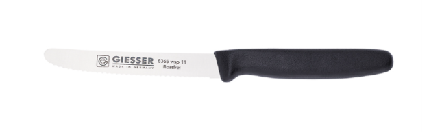 Giesser - Allzweckmesser, 11 cm mit Wellenschliff, schwarz