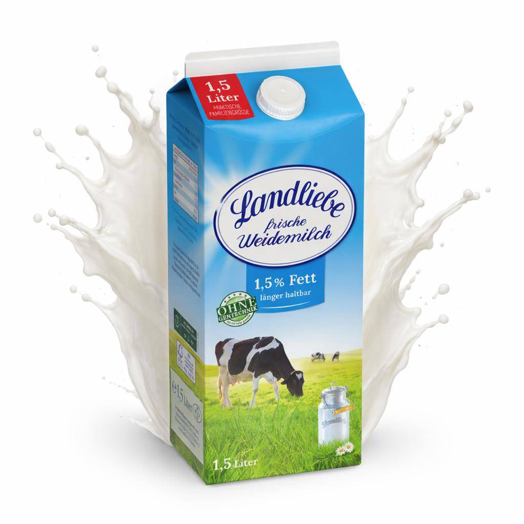 Landliebe - frische Weidemilch 1,5%, 8 x 1,5 Liter
