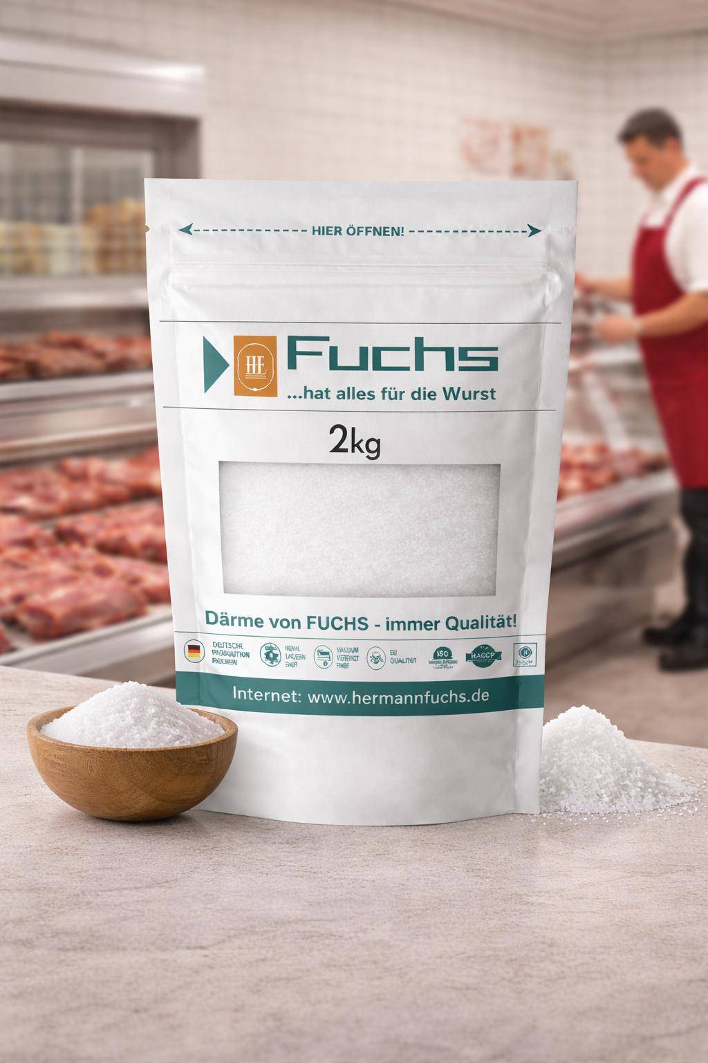 Fuchs - Nitritsalz / Pökelsalz, 0,8%-0,9%, 2 kg Beutel Fuchs - Nitritsalz / Pökelsalz, 0,8%-0,9%, 2 kg Beutel
