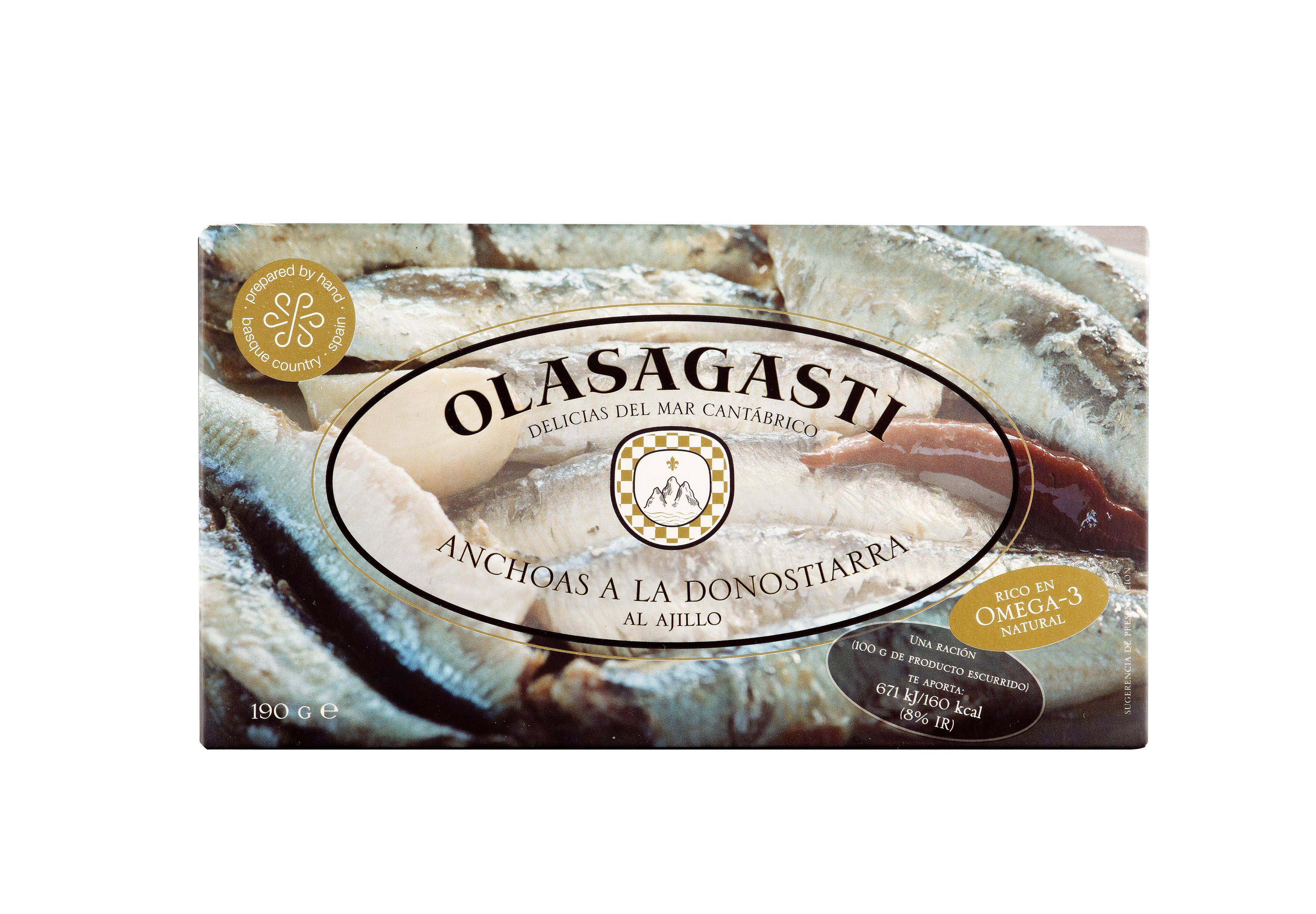 Olasagasti - Gebratene Sardellen pikant mit Knoblauch und Chilli, 190 g Dose Olasagasti - Gebratene Sardellen pikant mit Knoblauch und Chilli, 190 g Dose