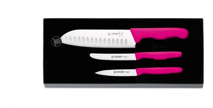Giesser - Kochmesser Set, 3 teilig, Farbe: pink, 9852, B-Ware Giesser - Kochmesser Set, 3 teilig, Farbe: pink, 9852, B-Ware