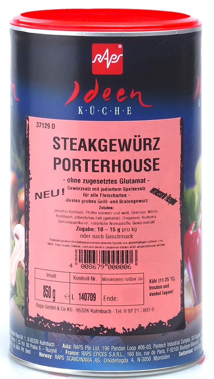 Raps - Steakgewürz Porterhouse, 850 g Dose Raps - Steakgewürz Porterhouse, 850 g Dose