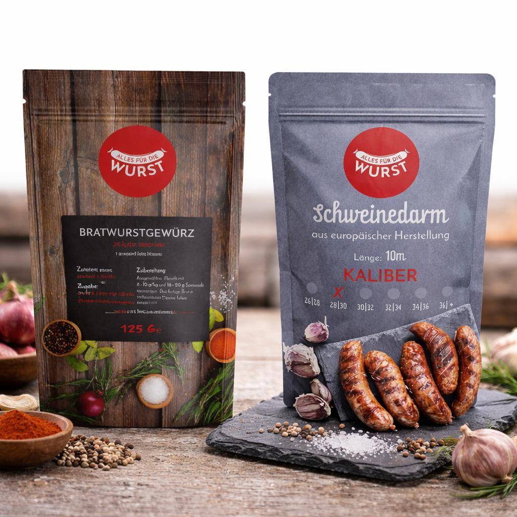 Alles für die Wurst - Bratwurstgewürz, 125 g Beutel + Darm