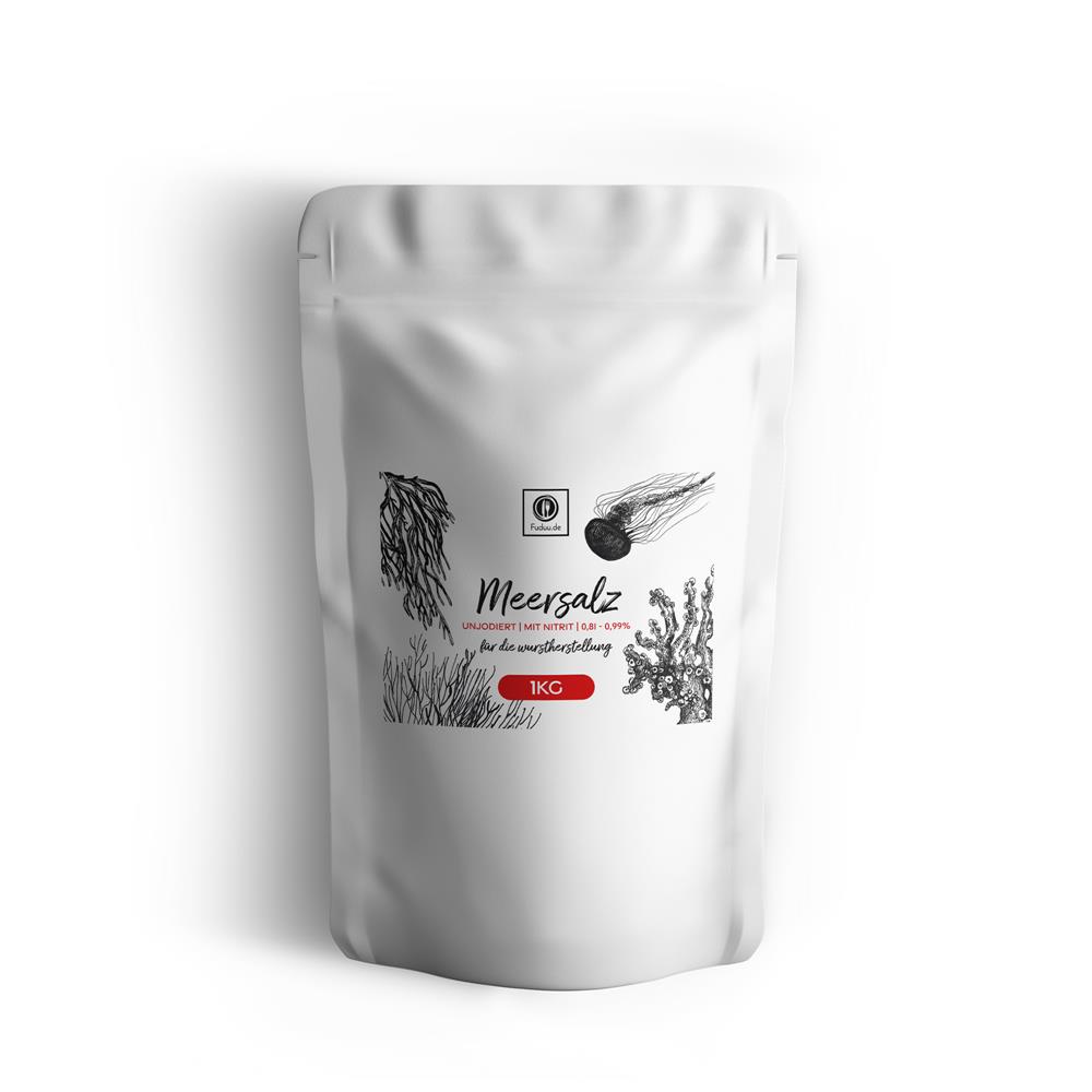Fuduu.de - Nitritsalz / Pökelsalz mit Meersalz, 0,9%, 1 kg Beutel