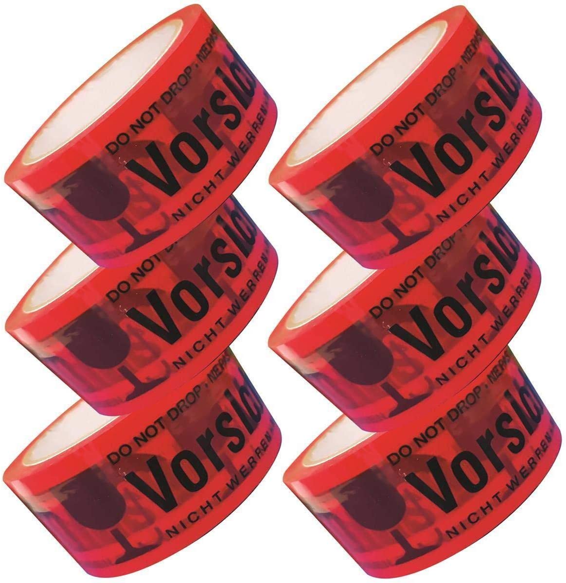 6 Rollen Klebeband Packband Rot "Vorsicht Glas" 50 mm x 66 Meter 6 Rollen Klebeband Packband Rot "Vorsicht Glas" 50 mm x 66 Meter