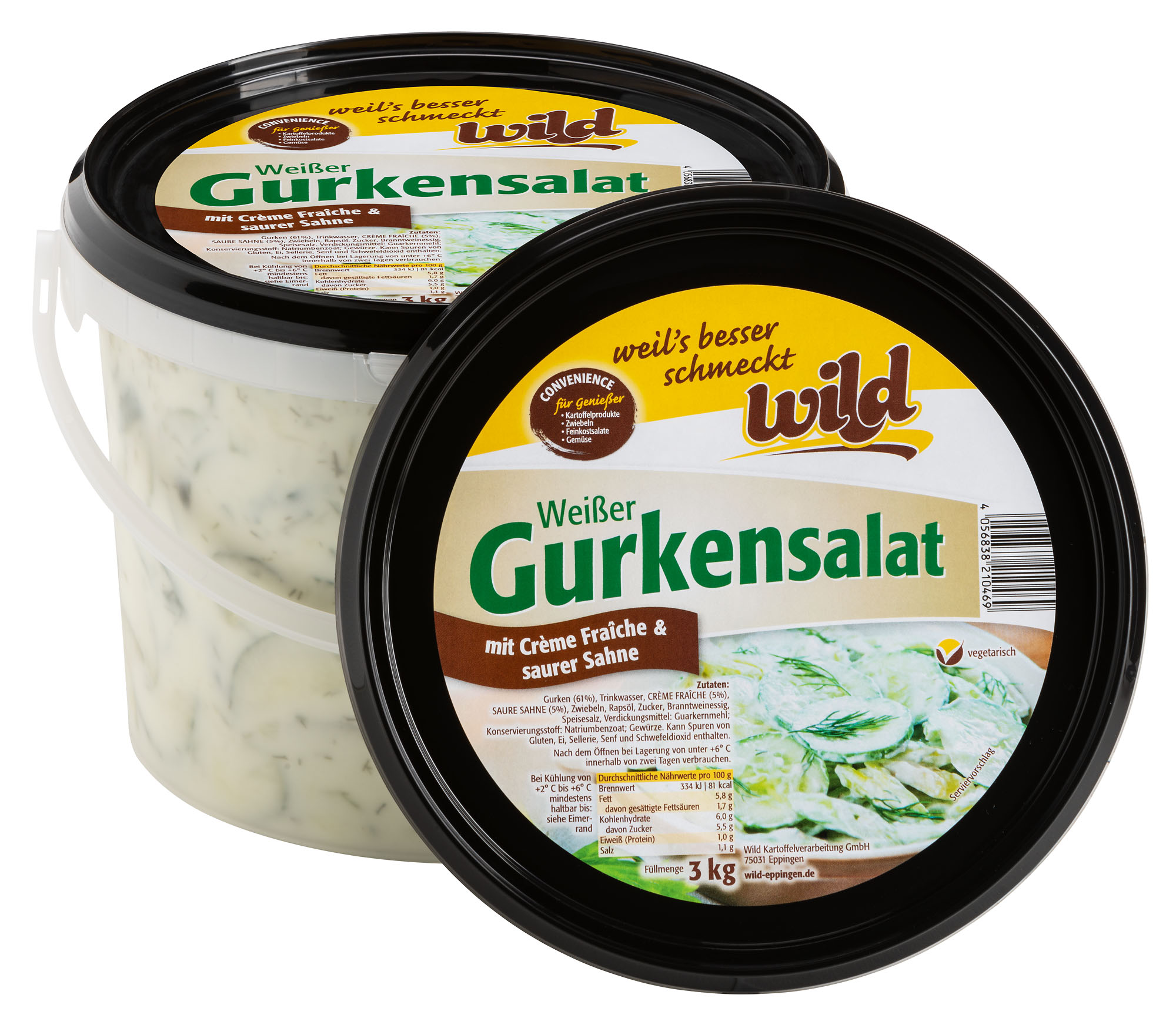 Wild - Feiner weißer Gurkensalat, 3 kg Eimer Wild - Feiner weißer Gurkensalat, 3 kg Eimer
