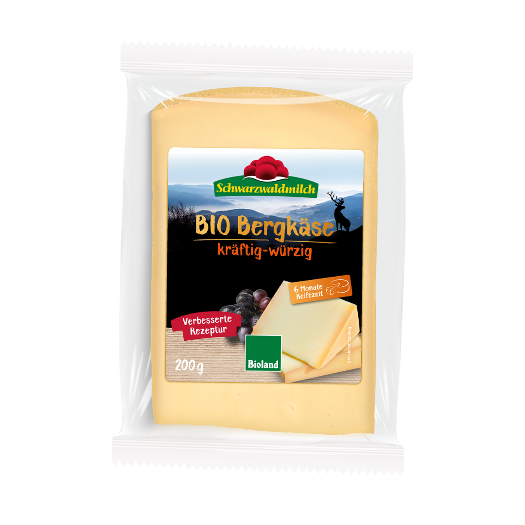 Schwarzwaldmilch - Bioland Bergkäse 45% Fett i.Tr. kräftig-würzig, 6 Monate gereift, 200 g Stück