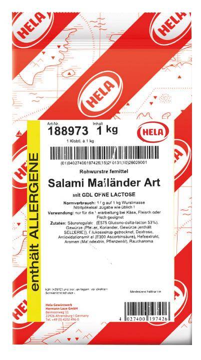 Hela - Salami Mailänder Art 1 Würzung, 1kg Beutel