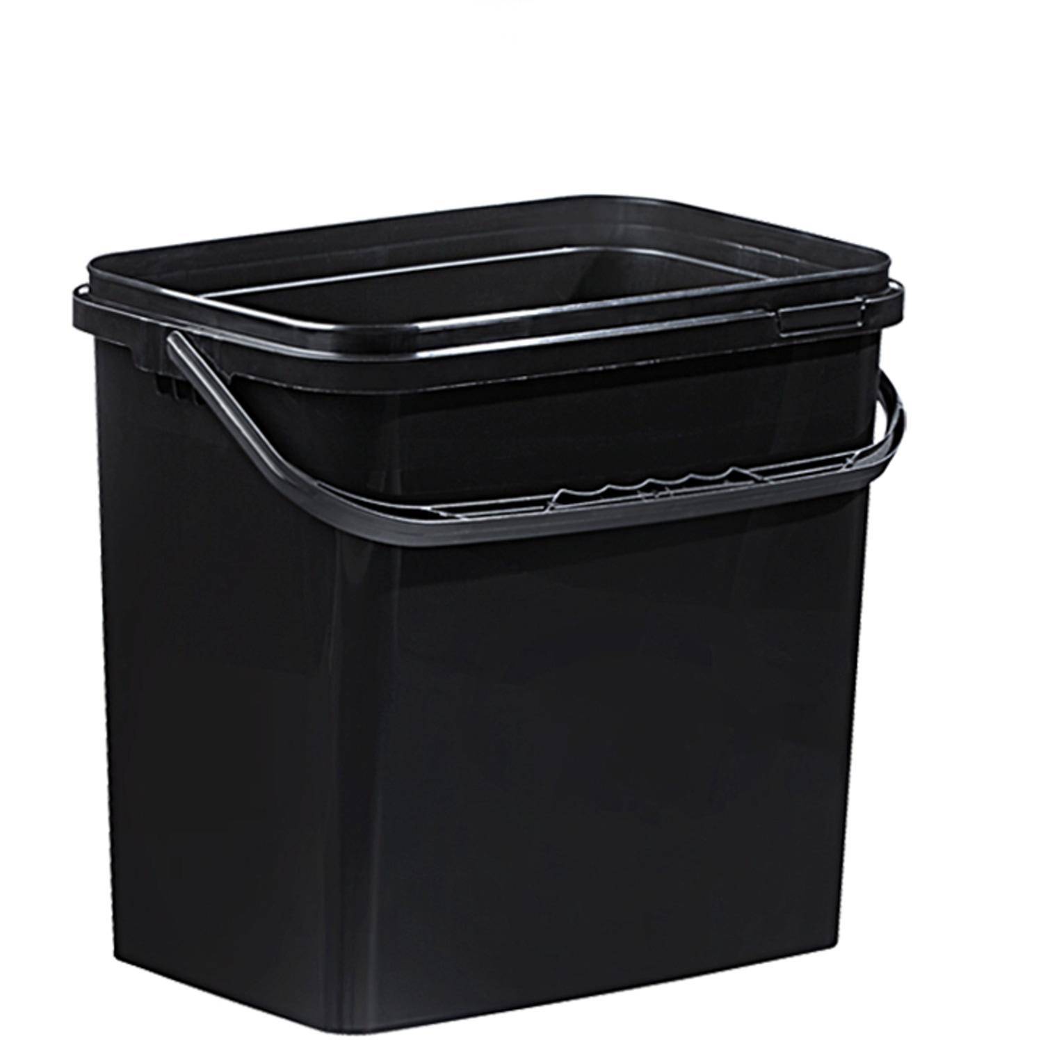Kunststoff Eimer mit Deckel, 10 Liter, schwarz, rechteckig