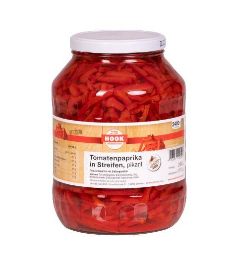 Hook - Tomatenpaprika in Streifen, 1110 g Glas
