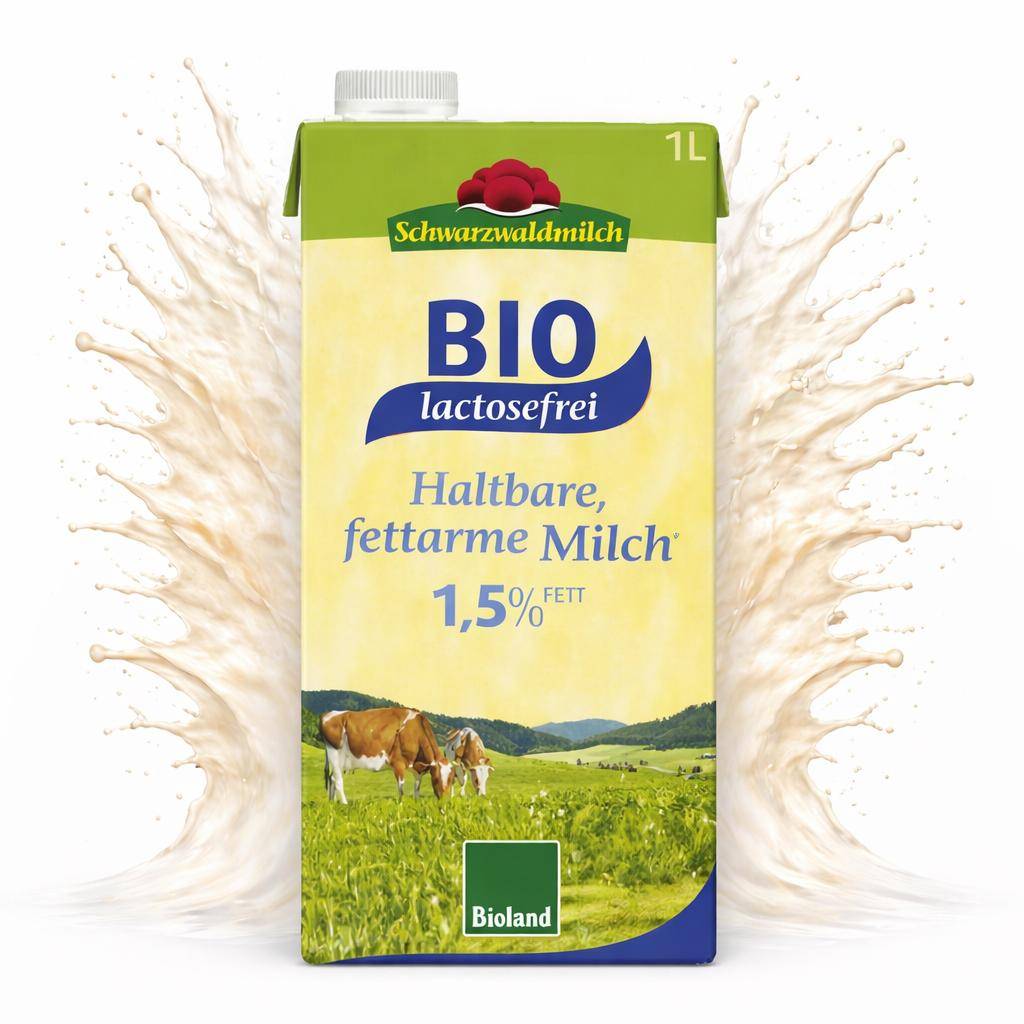 Schwarzwaldmilch Bioland - H-Milch 1,5%, fettarm, lactosefrei, 12 x 1 Liter Schwarzwaldmilch Bioland - H-Milch 1,5%, fettarm, lactosefrei, 12 x 1 Liter