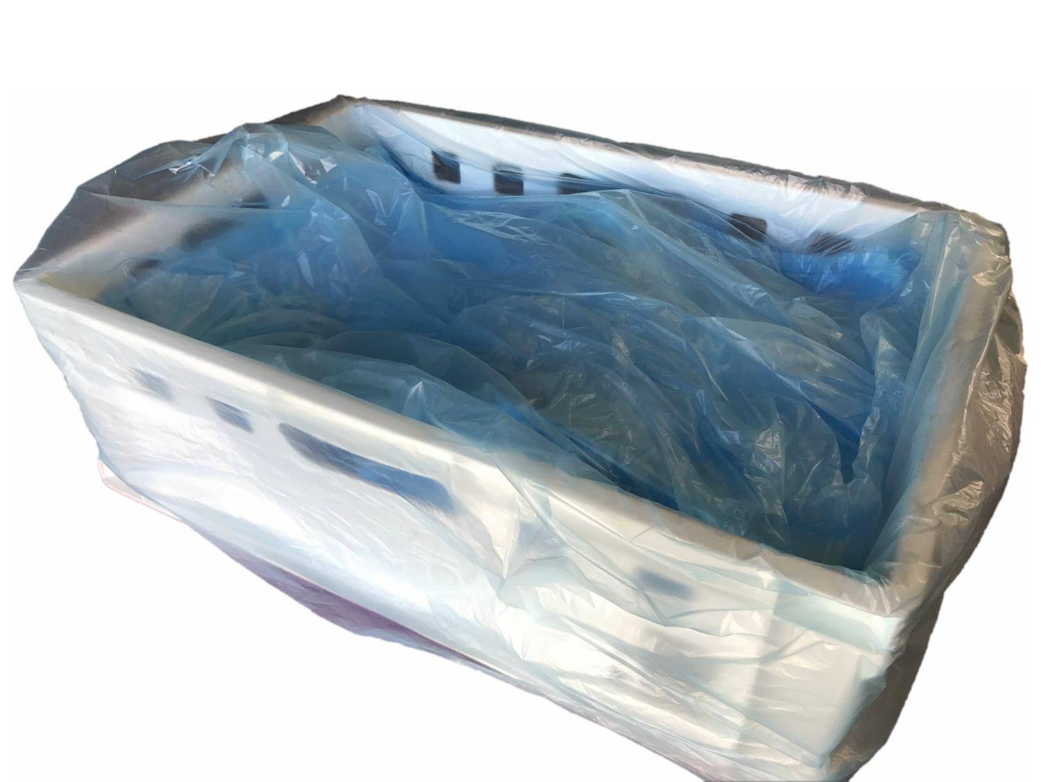 HDPE Seitenfaltensäcke für Eurokästen blau, transluzent 2% 600+400x640 mm, 10 my