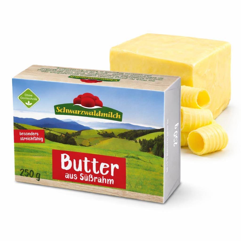 Schwarzwaldmilch - Süßrahmbutter, 250 g Packung