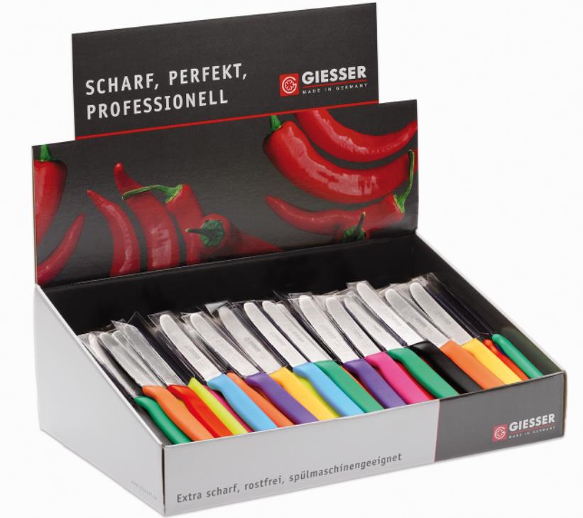 Giesser - Thekendisplay Allzweckmesser, 72 Stück in verschiedenen Farben, 9872 spvk 9x8 Giesser - Thekendisplay Allzweckmesser, 72 Stück in verschiedenen Farben, 9872 spvk 9x8