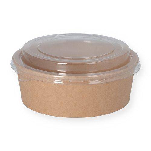 Fuduu.de - Bowl Schalen mit rPET Deckel, braun, rund, 1200 ml, 50 Stück