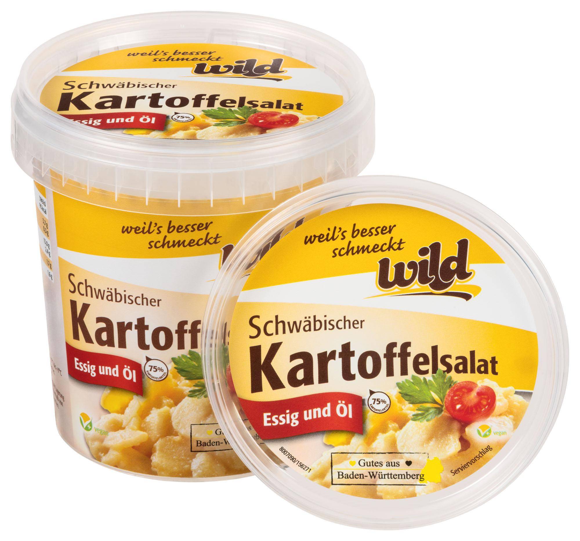 Wild - Schwäbischer Kartoffelsalat mit Essig und Öl, 750 g Becher Wild - Schwäbischer Kartoffelsalat mit Essig und Öl, 750 g Becher