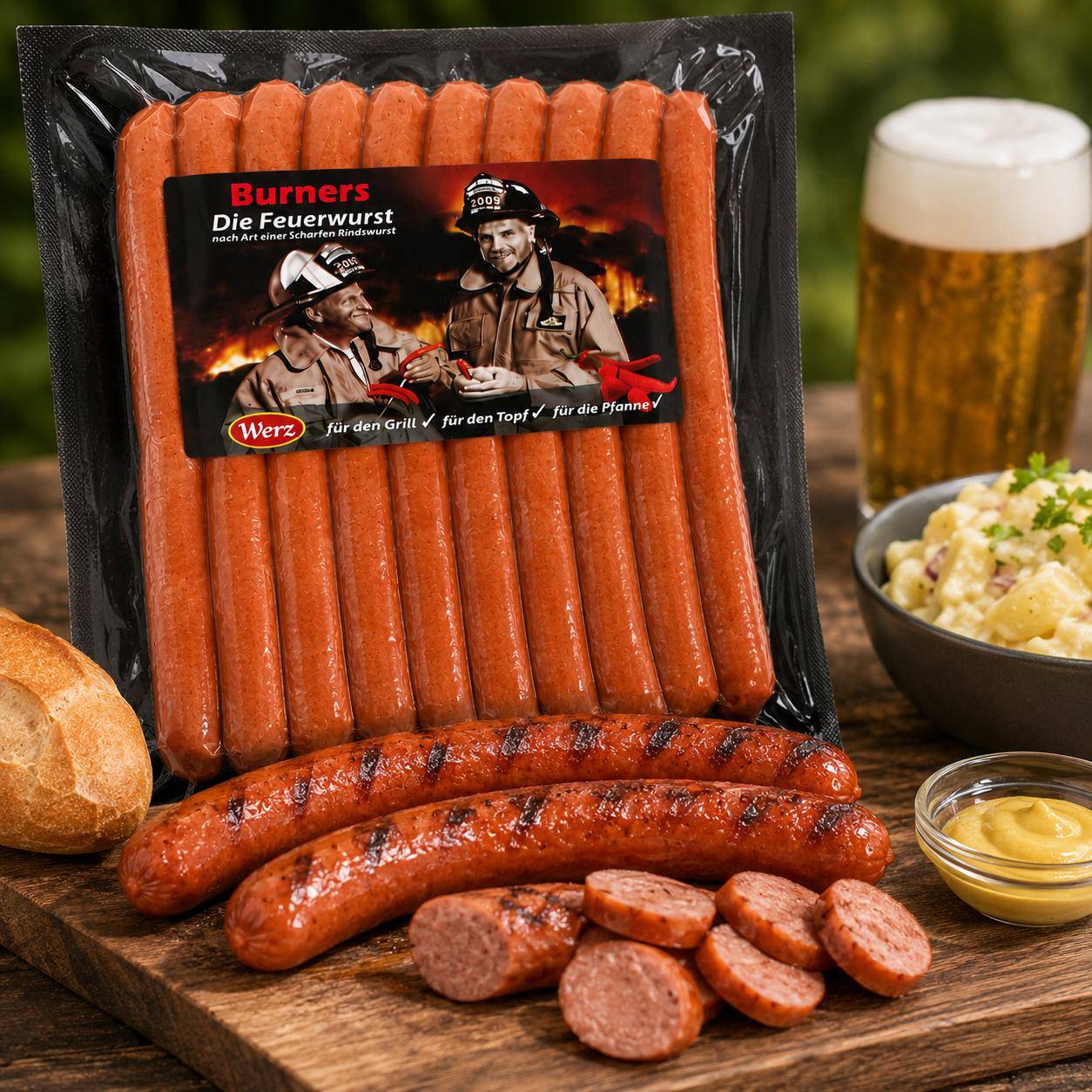 Werz - "Burners - die Feuerwurst", nach Art einer scharfen Rindswurst, 1,2 kg Packung