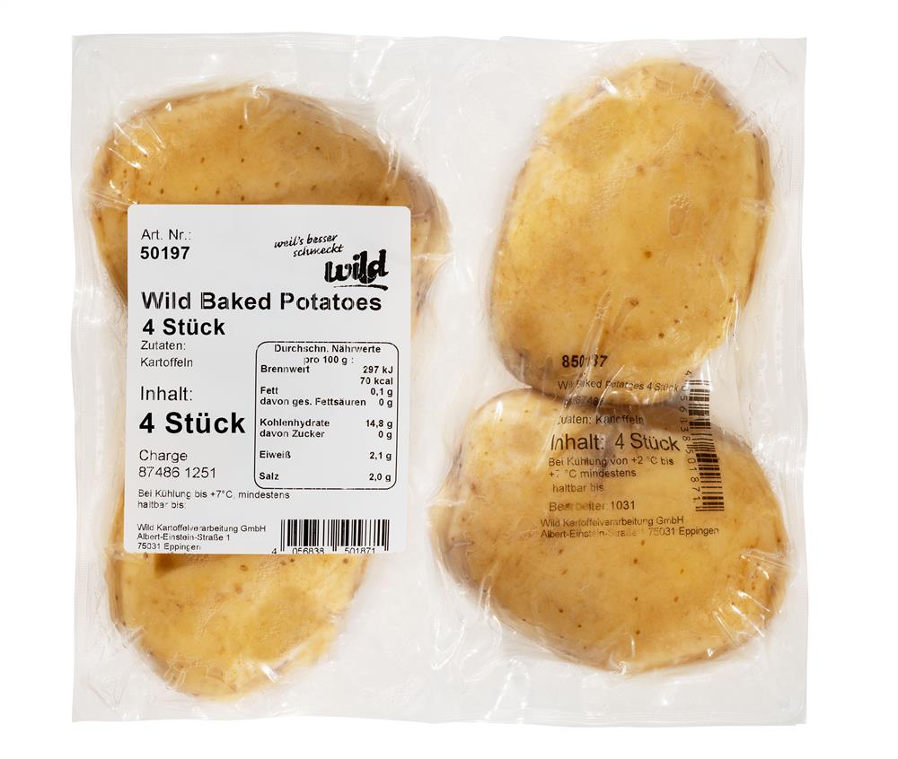 Wild - Baked Potatoes, 4 Stück, 1 kg Beutel Wild - Baked Potatoes, 4 Stück, 1 kg Beutel