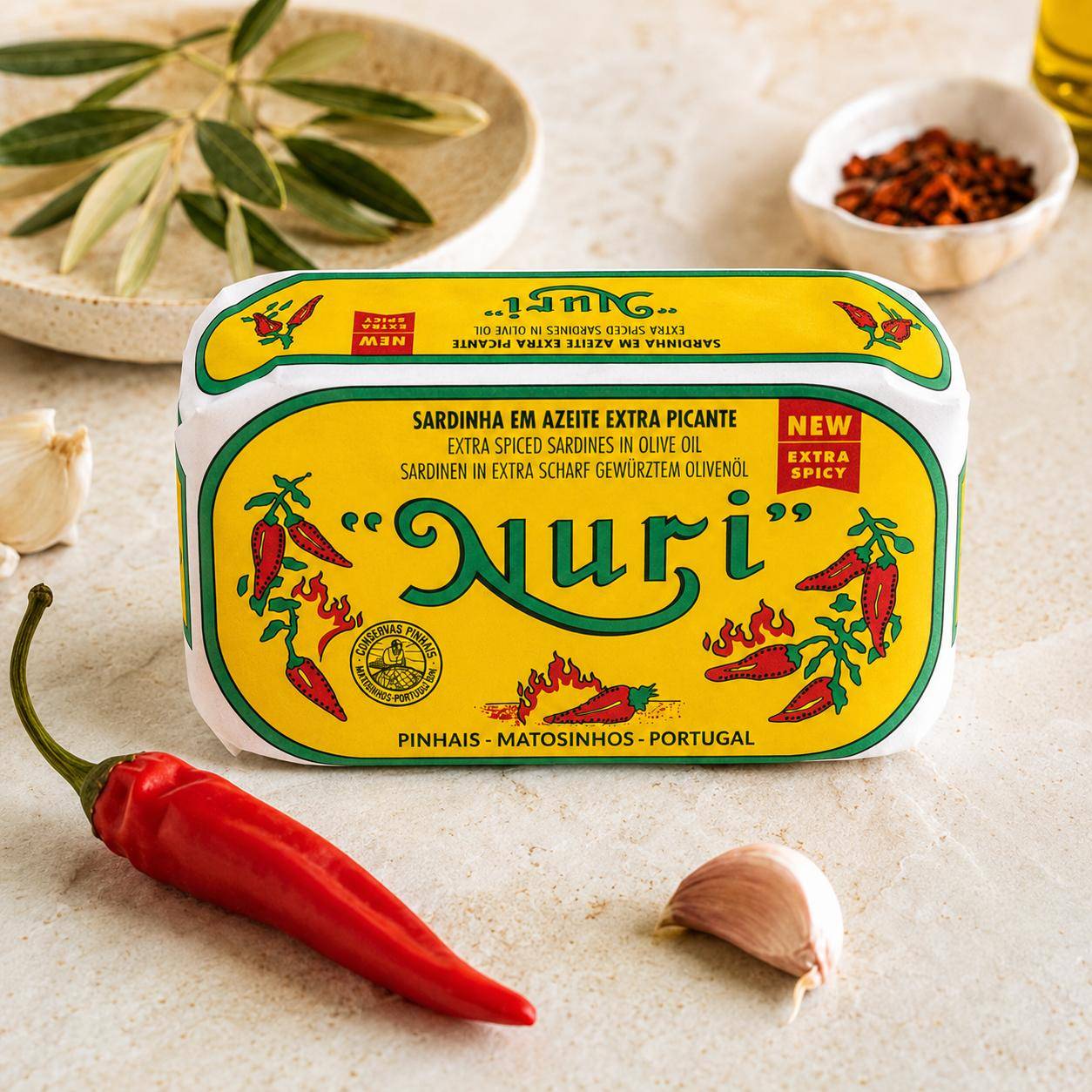 Nuri - Pikante Sardinen in Olivenöl extra scharf, 125 g Dose