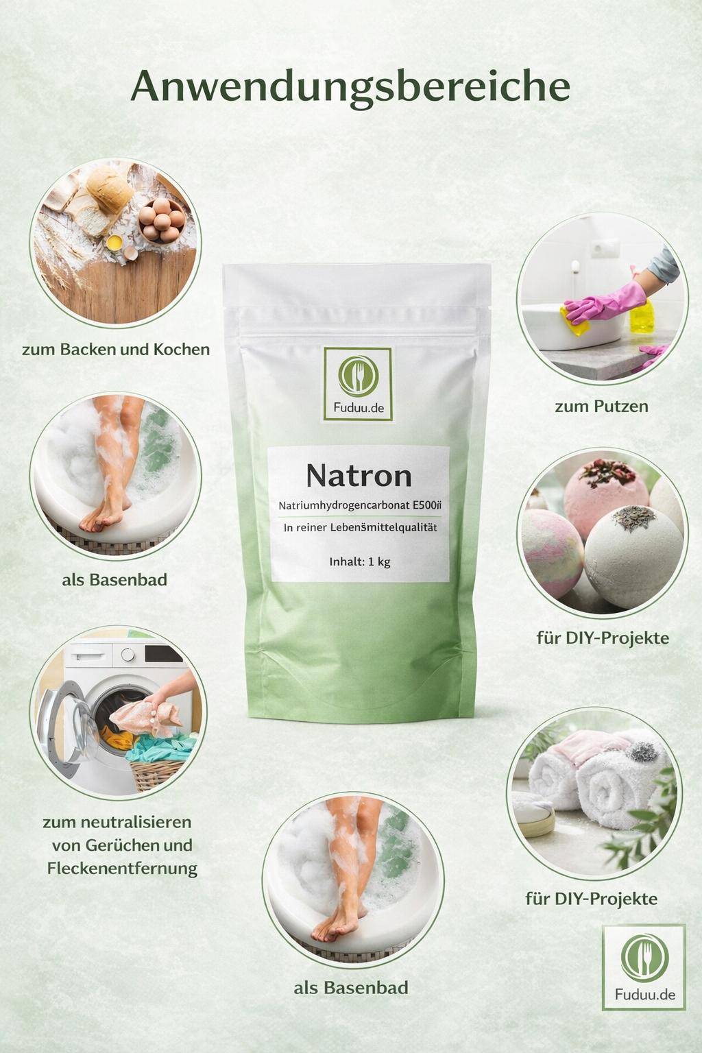 Fuduu.de - Natron Pulver E500 ii Natriumhydrogencarbonat, 1kg Beutel Fuduu.de - Natron Pulver E500 ii Natriumhydrogencarbonat, 1kg Beutel