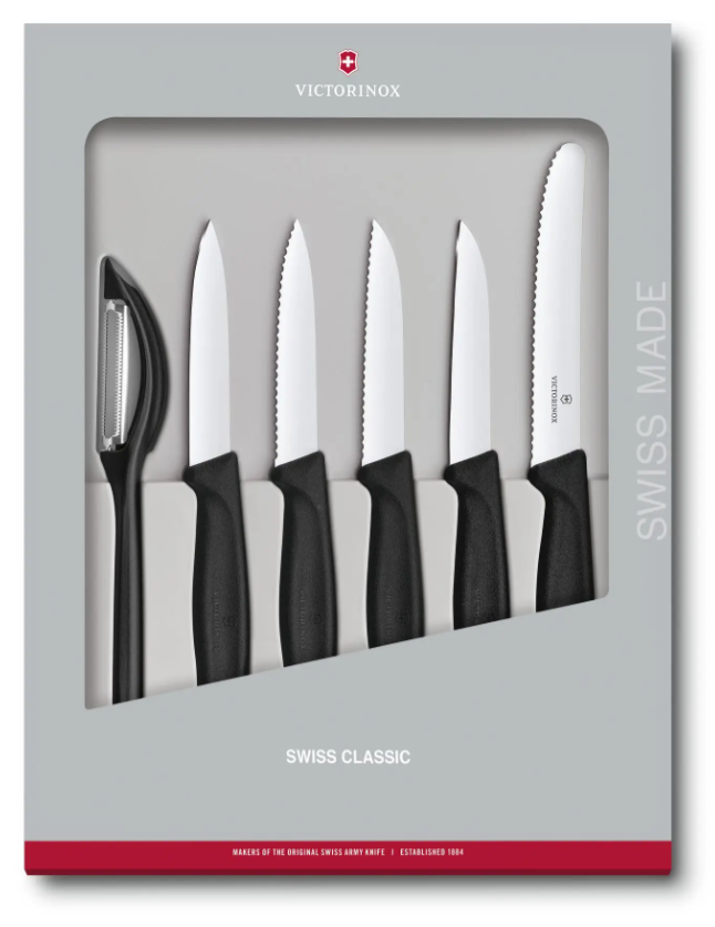 Victorinox - Küchenmesser Set 6-tlg., schwarz, 6.7113.6G Victorinox - Küchenmesser Set 6-tlg., schwarz, 6.7113.6G