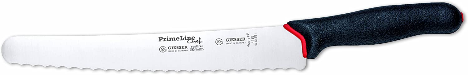 Giesser - Universalmesser, Wellenschliff, schwarz, 25 cm, 218265 w10 25