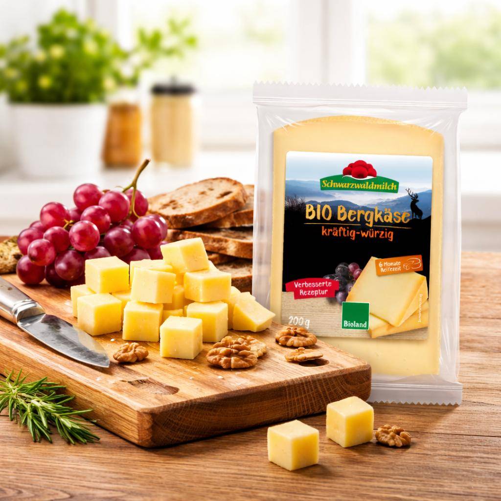 Schwarzwaldmilch - Bioland Bergkäse 45% Fett i.Tr. kräftig-würzig, 6 Monate gereift, 200 g Stück
