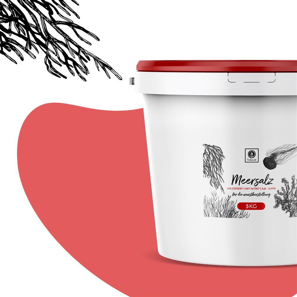 Fuduu.de - Nitritsalz / Pökelsalz mit Meersalz, 0,9%, 5 kg Eimer