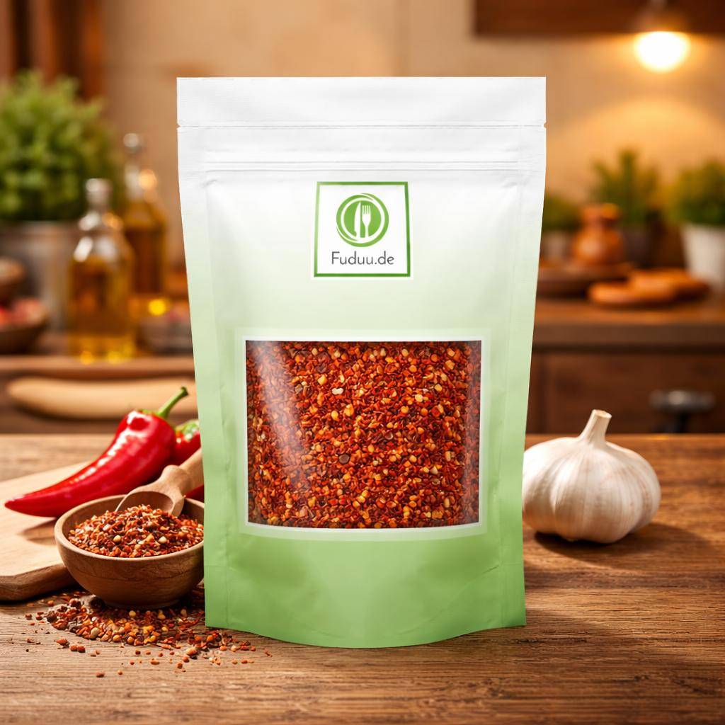 Fuduu.de - Chillies geschrotet ohne Kerne, 250 g Beutel
