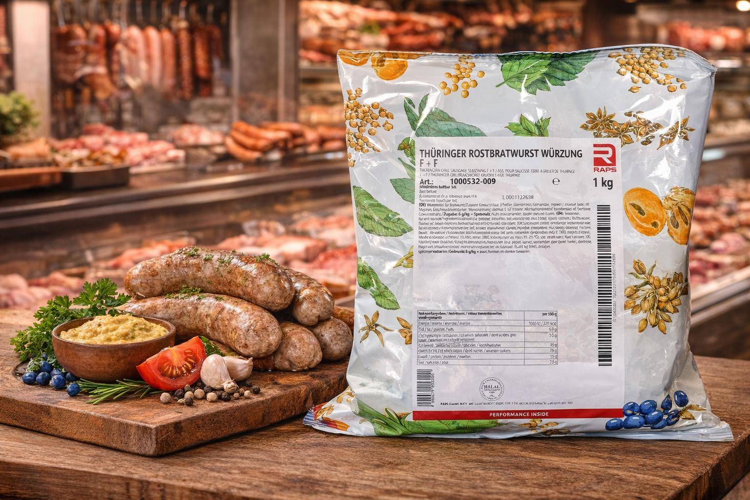 Raps - Thüringer-Rostbratwurst-Würzung, 1 kg Beutel