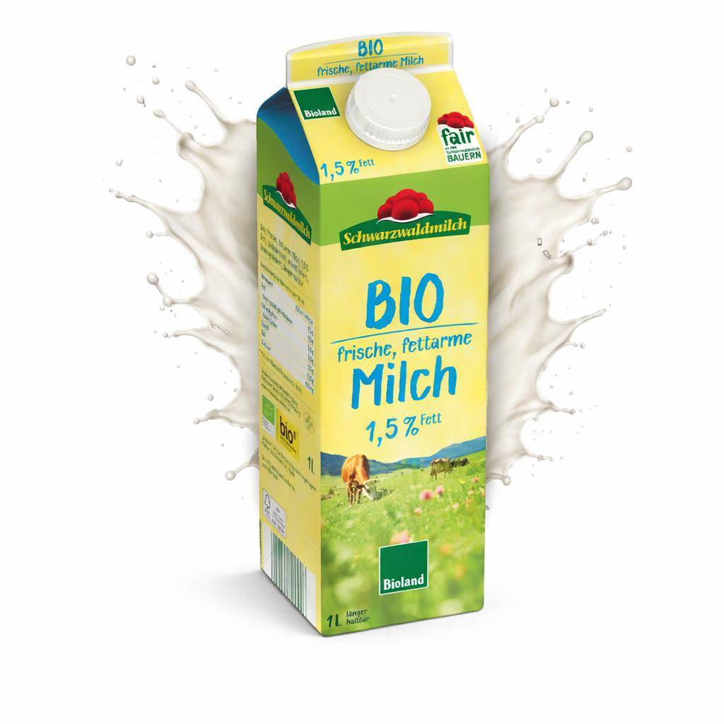 Schwarzwaldmilch - Bioland frische fettarme Milch 1,5%, 10 x 1 Liter