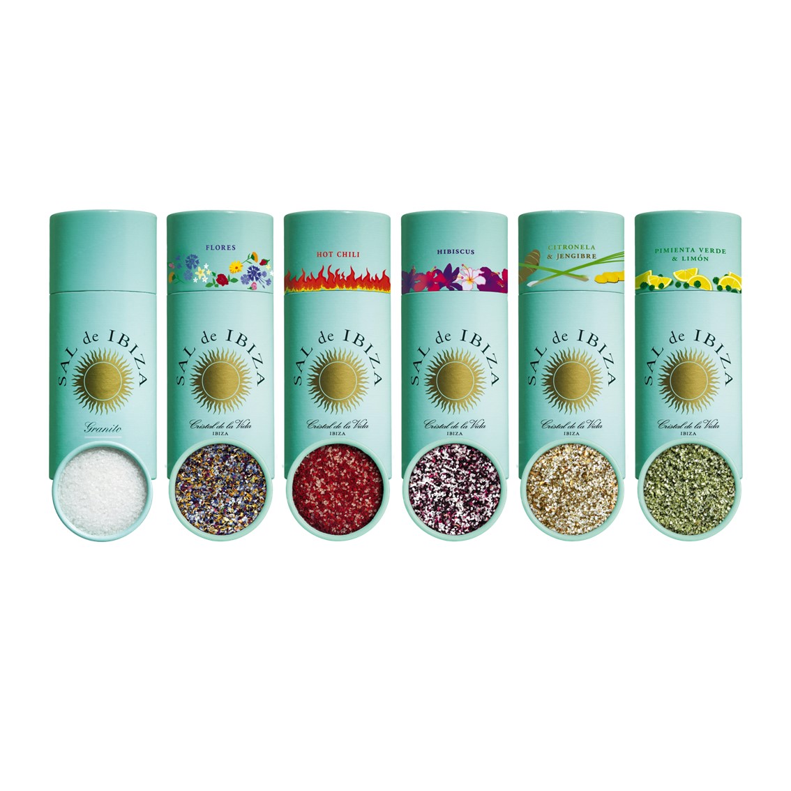 Sal de Ibiza - Salzstreuer "Granito" Probierset, 6-teilig