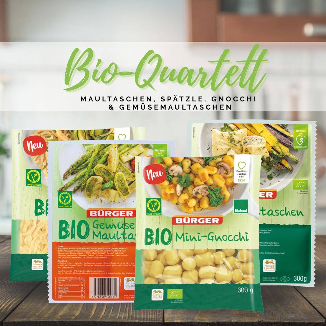 Bürger - "Bio-Quartett" - Maultaschen, Spätzle, Gnocchi & Gemüsemaultaschen