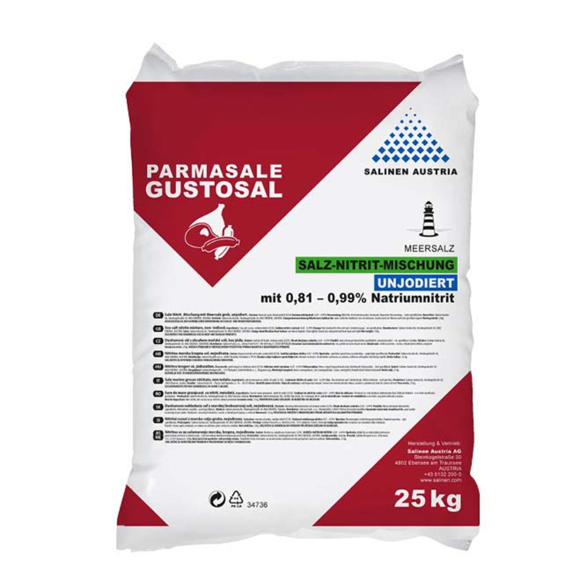 PARMESALE - Gustosale Meersalz mit Nitrit 0,81 - 0,99%, 25 kg Sack PARMESALE - Gustosale Meersalz mit Nitrit 0,81 - 0,99%, 25 kg Sack