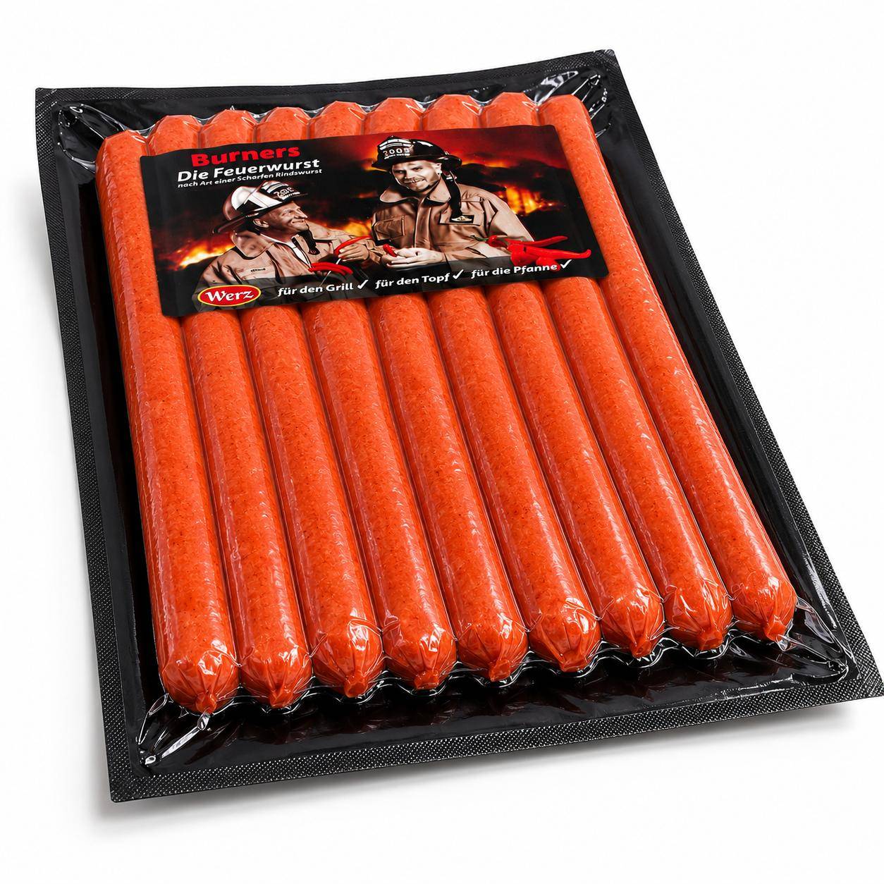 Werz - "Burners - die Feuerwurst", nach Art einer scharfen Rindswurst, 1,2 kg Packung