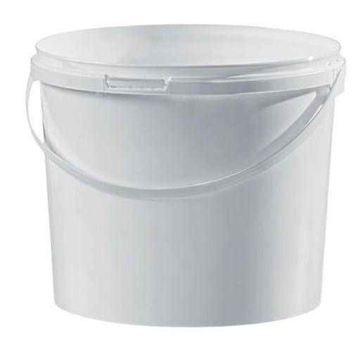 Kunststoff Eimer farbig, 5,5  ltr., mit Deckel, weiß