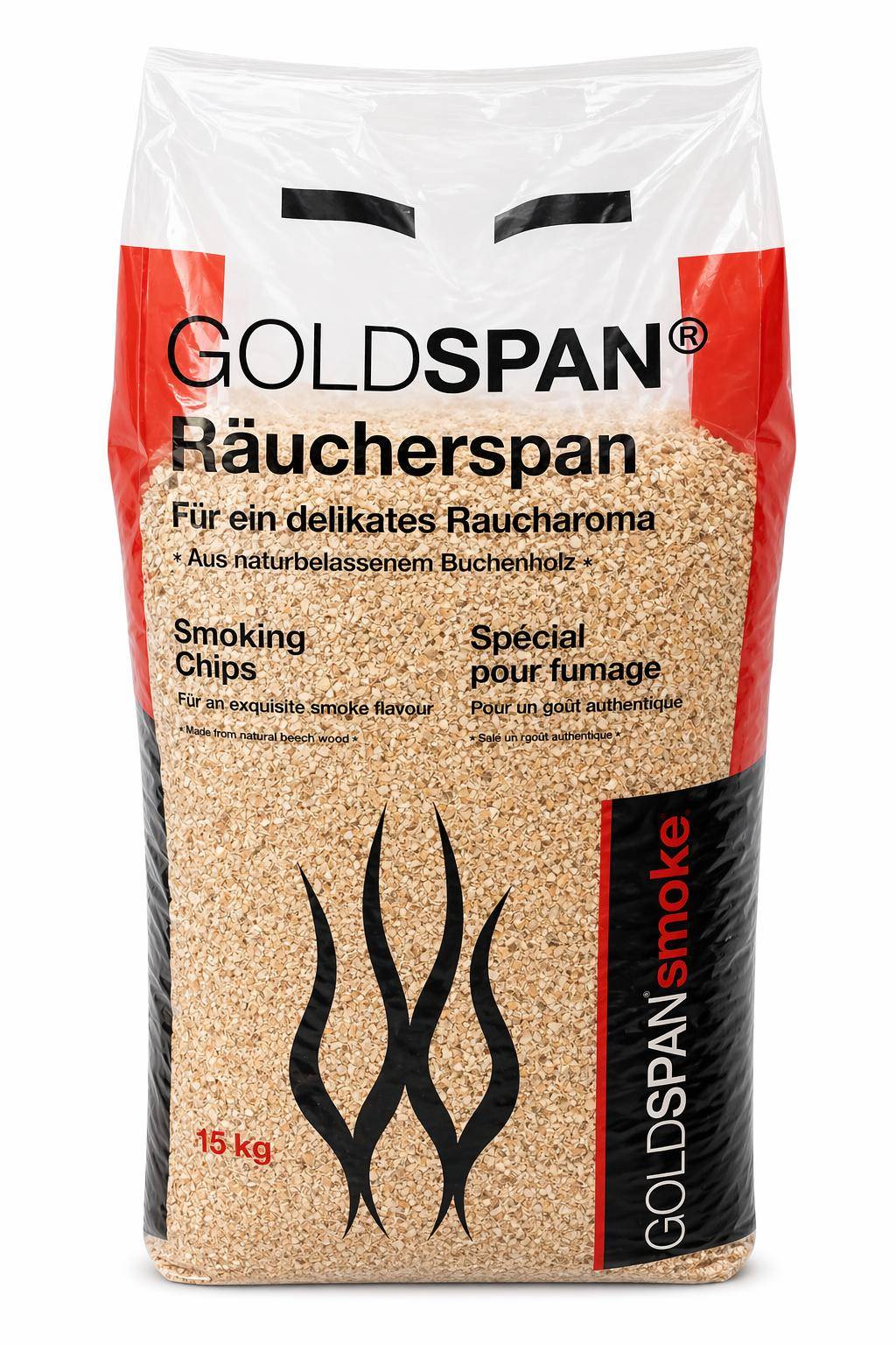 Goldspan - Räuchermehl Buche 10/40, mittelgrob, 15 kg Sack Goldspan - Räuchermehl Buche 10/40, mittelgrob, 15 kg Sack