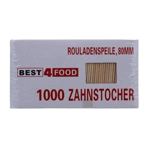 Best4Food - Holzspiesse (1 Spitze), 80 mm x 2,2 mm, 1000 Stück