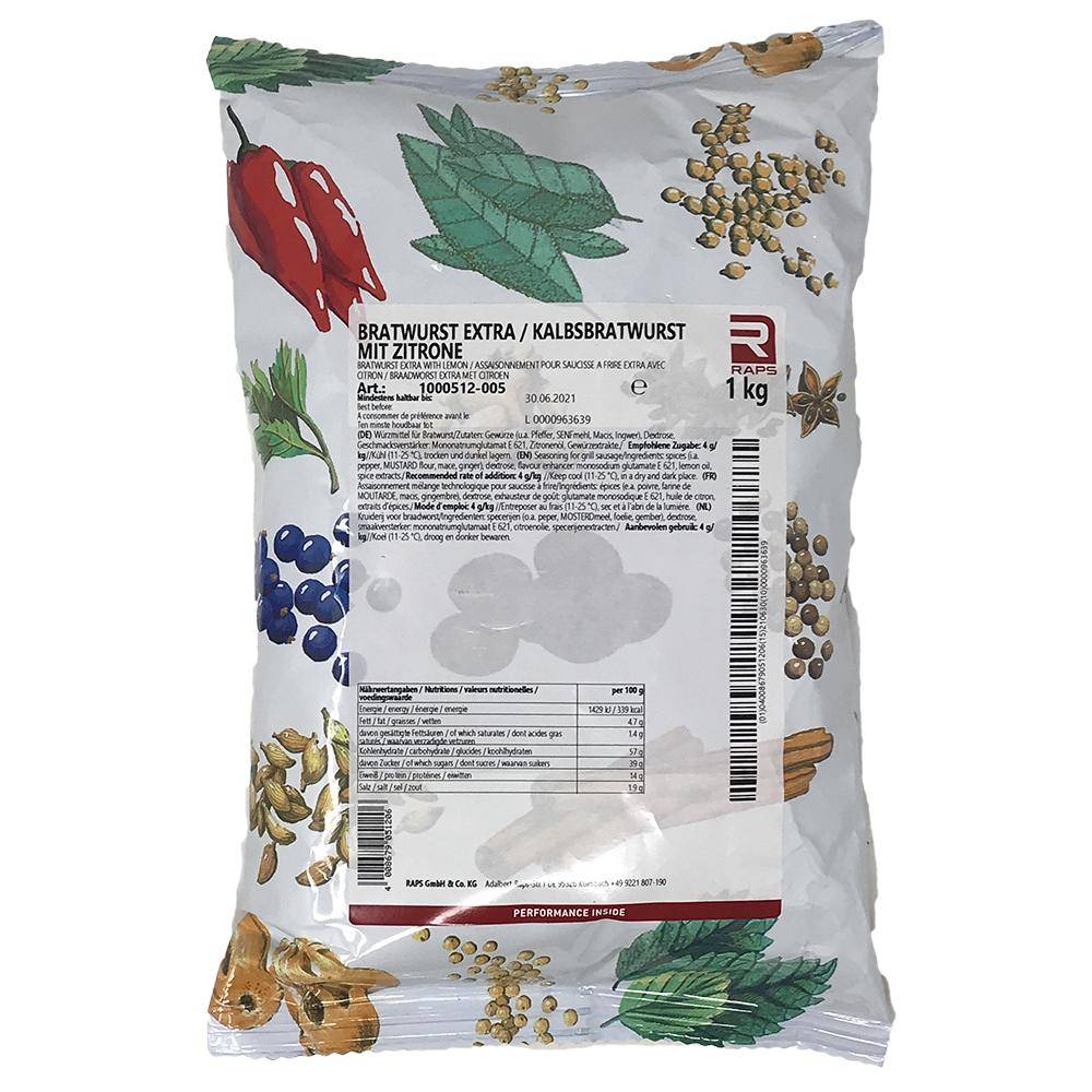 Raps - Bratwurst F+F Mit Zitrone Würzung, 1 kg Beutel Raps - Bratwurst F+F Mit Zitrone Würzung, 1 kg Beutel