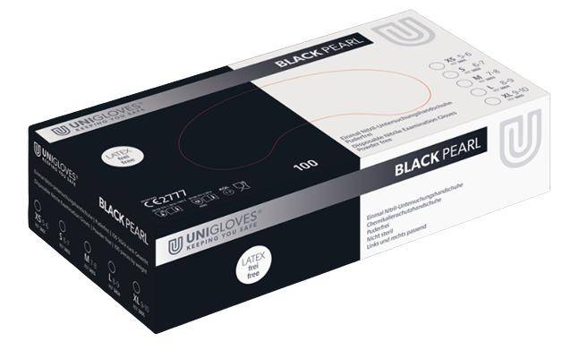 Unigloves - Einmalhandschuhe / Nitril-Untersuchungshandschuhe "Black Pearl", Größe M, 100 Stück