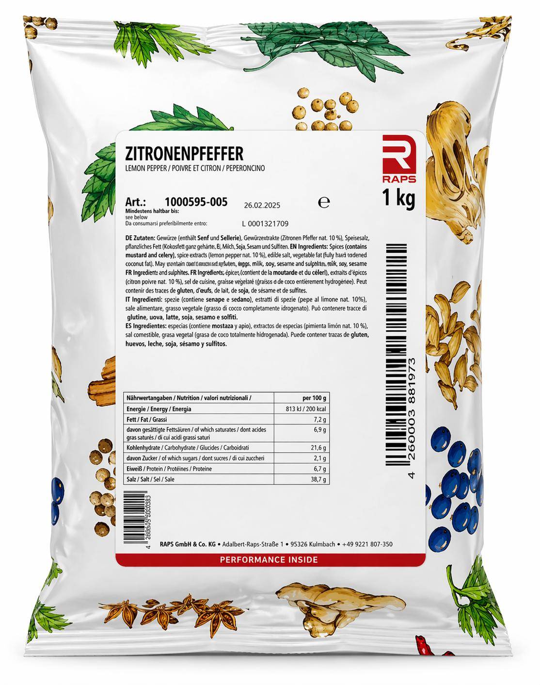 Raps - Zitronenpfeffer, 1 kg Beutel Raps - Zitronenpfeffer, 1 kg Beutel